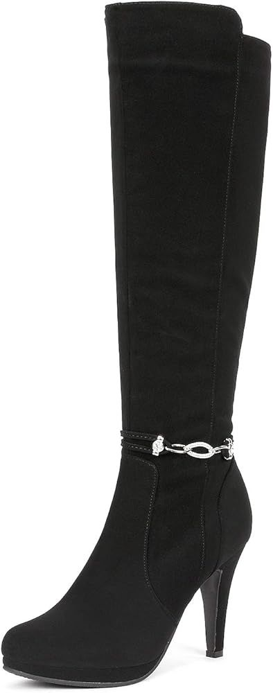Amazon.com | DREAM PAIRS Women's Milann Black Knee High High Heel Boots Size 8.5 B(M) US | Knee-H... | Amazon (US)