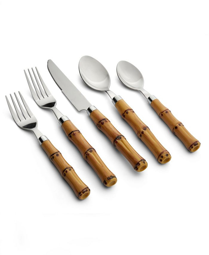 Cambridge Bamboo 20-Piece Flatware Set, Service for 4 & Reviews - Home - Macy's | Macys (US)