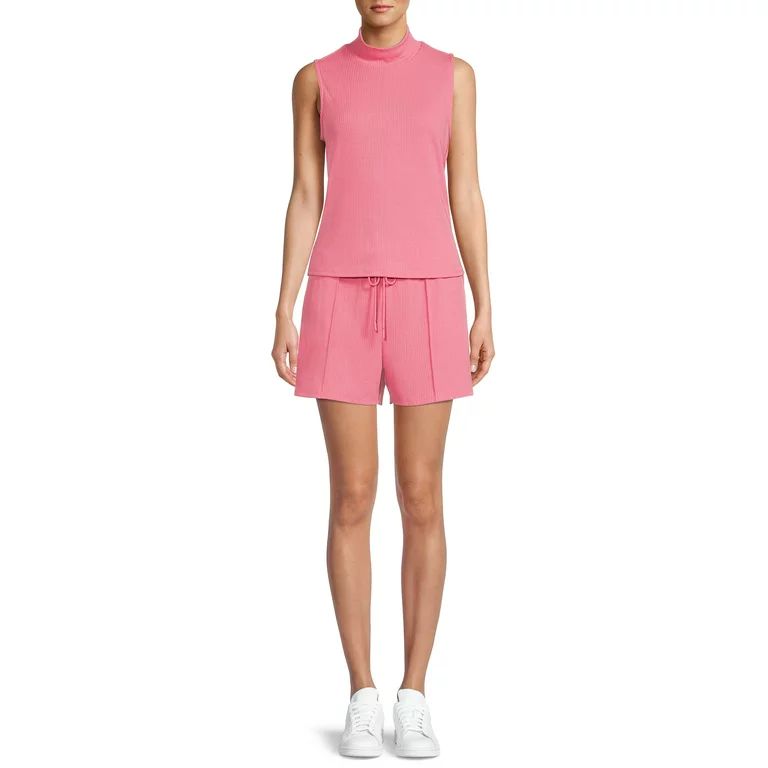 Time and Tru Women's Rib Knit Top and Shorts Set, 2-Piece | Walmart (US)