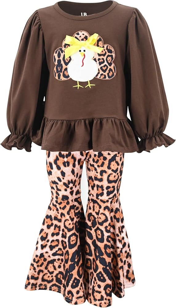 Unique Baby 2 Piece Girls Bell Bottom Leggings Outfit with Long Sleeved Shirt Kid and Toddler Clo... | Amazon (US)