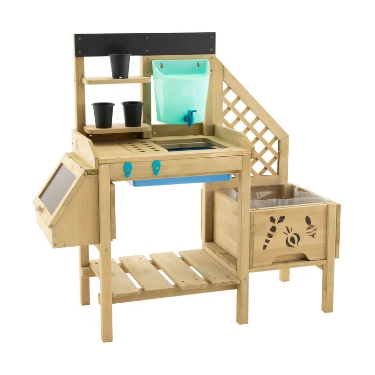 TP Toys Kids Deluxe Potting Bench Style Mud Kitchen, Natural Wood | Walmart (US)