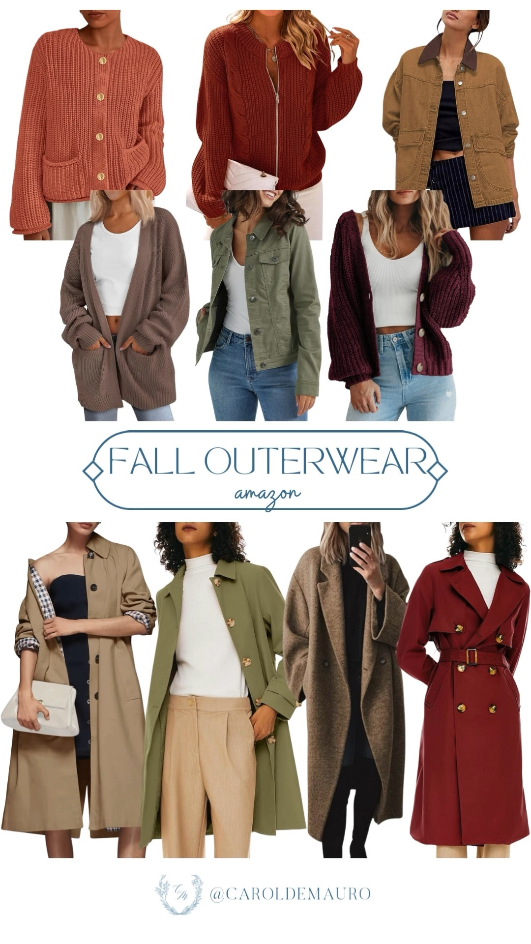Amazon has so many good options for your next fall outerwear! Whether you're into cozy cardigans, chic trench coats, or a versatile jacket, there's something here for everyone to layer up in style. Which one are you adding to your cart?
#affordablefashion #autumnstyle #cozyvibes #sweaterweather

#LTKStyleTip #LTKSeasonal #LTKFallSale