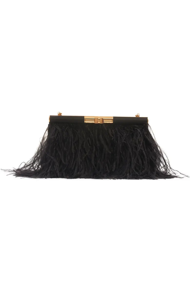 Marlene Feather Trim Shoulder Bag | Nordstrom