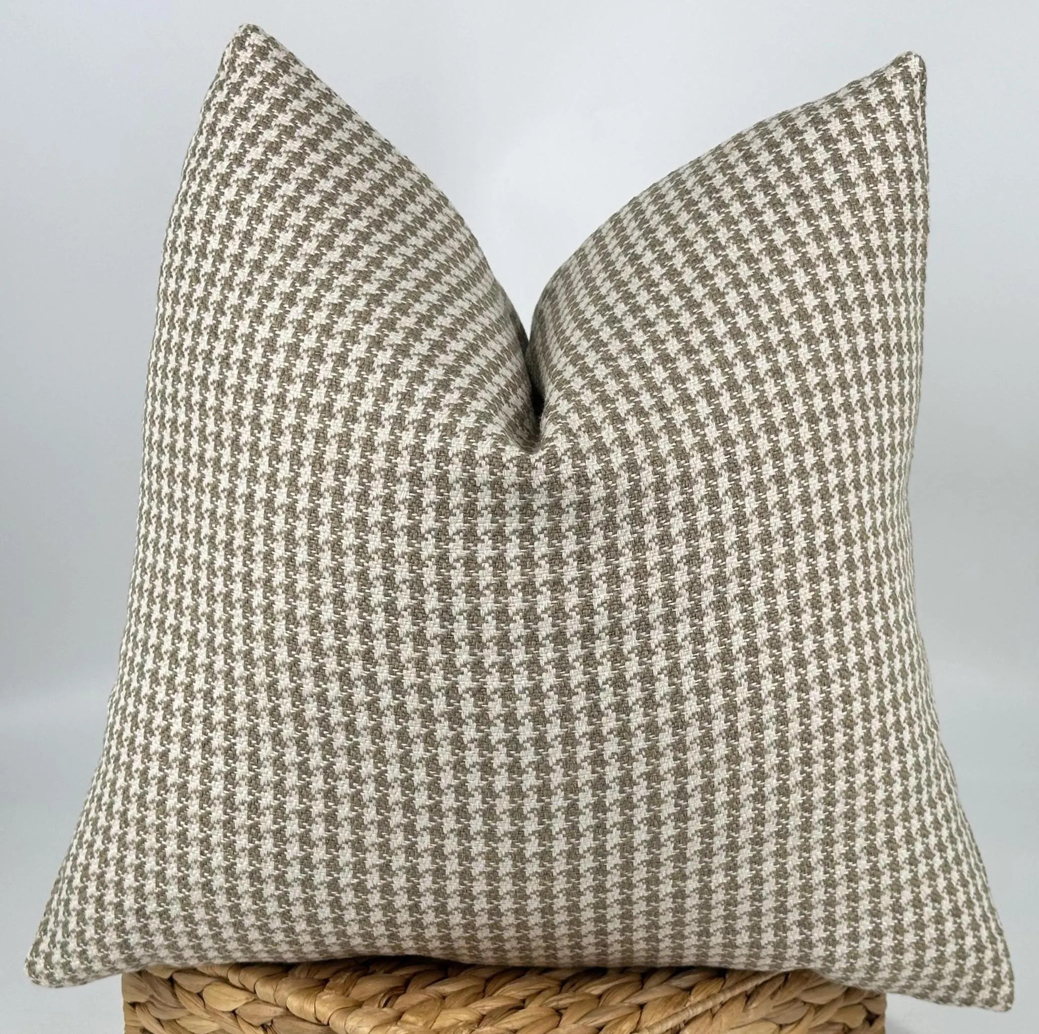 Taupe Houndstooth Pillow Cover, Neutral Checkered Cushion, Beige Decorative Throw | Etsy (Global)