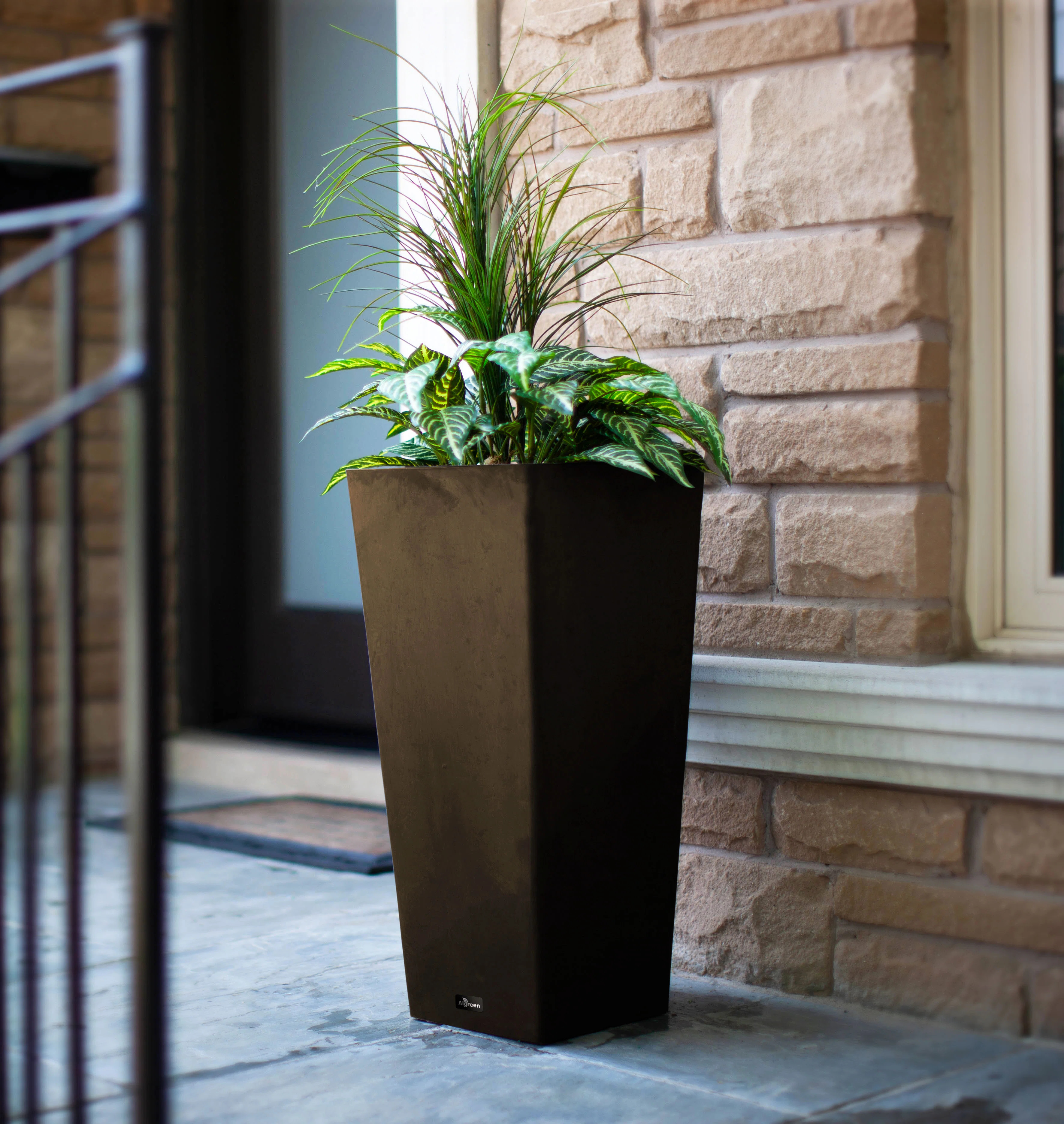 Cara 28" Square Composite Pot Planter with Plant Shelf | Wayfair North America