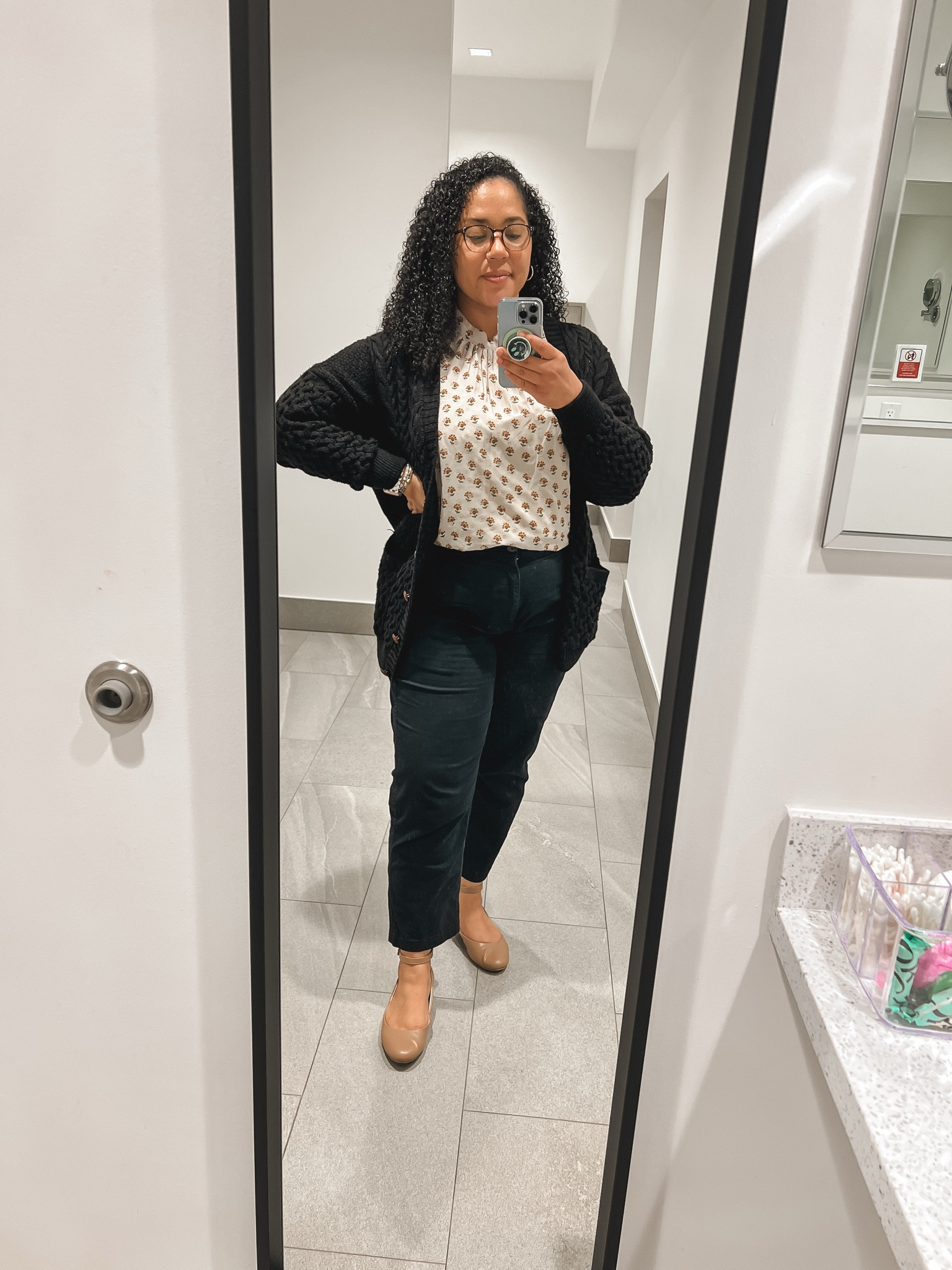 Paired this top I found at Nordstrom rack with ankle strap ballet flats and a chunky cardigan  

#LTKFindsUnder50 #LTKMidsize #LTKWorkwear