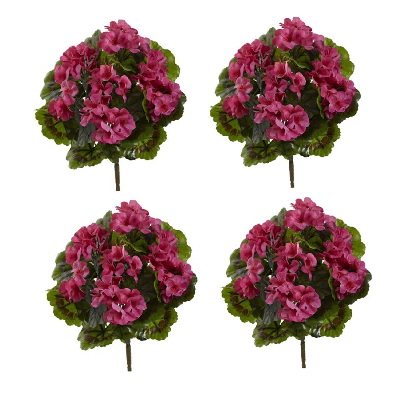 Geranium Artificial Bush UV Resistant (Indoor/Outdoor) (Set of 4) | Wayfair North America