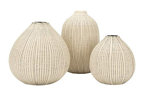 Creative Co-op DF0842 White Stoneware Textured Black Polka Dots (Set of 3 Sizes) Vase | Amazon (US)