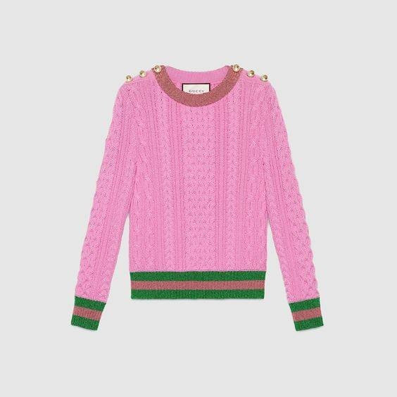 Gucci Pink Cable Knit Sweater With Lurex Trim Size M | Grailed | Grailed