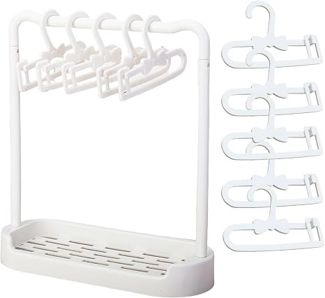 Set of Doll Garment Rack with 10 Pcs Clothes Hangers for Hanging Small Dolls Clothes, White Mini ... | Amazon (US)