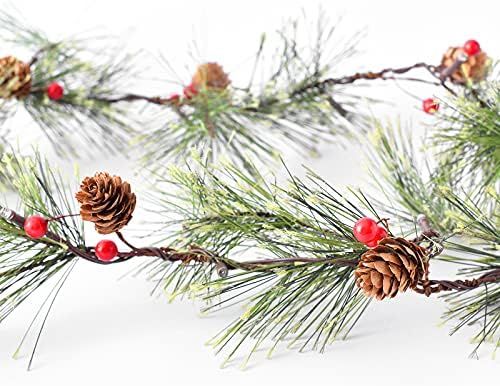 PROWREATH Christmas Smokey Pine Garland, 6ft Natural Rustic Christmas Garland with Lights, Ideal ... | Amazon (US)