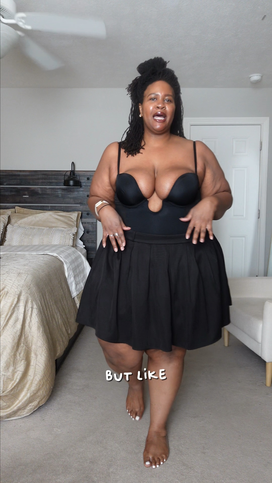 This deep plunge bodysuit is perfect for those low cut tops + dresses you’re wearing this holiday season! I’m normally a 42DD and I’m wearing it in a size 3X. 

The skirt is in a size 24, but I could size down to a 22.

The bralette is in a size 3X, and the matching set is in a size 24. The cream sweater shrug is an oldie from Forever 21 and sold out.

Enjoy!! 

#LTKPlusSize #LTKSaleAlert #LTKCyberWeek