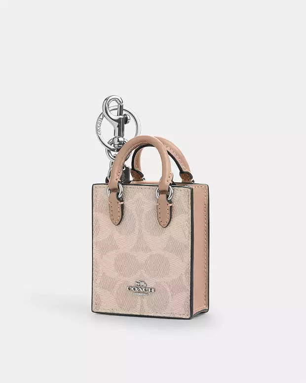 North/South Mini Tote Bag Charm In Signature Canvas | Coach Outlet US