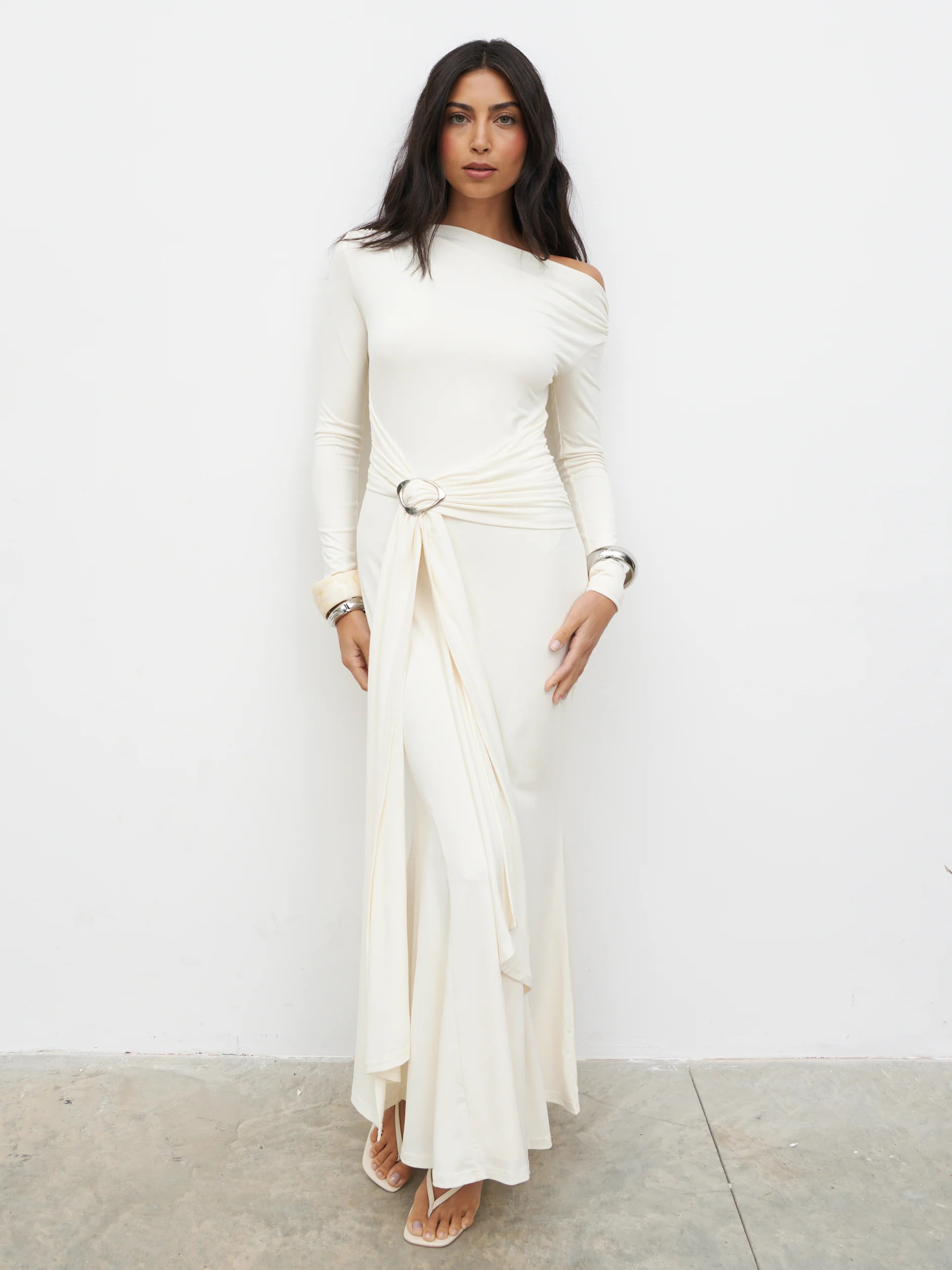 Yarelia Ruched Trim Jersey Maxi Dress | Pretty Lavish (UK)