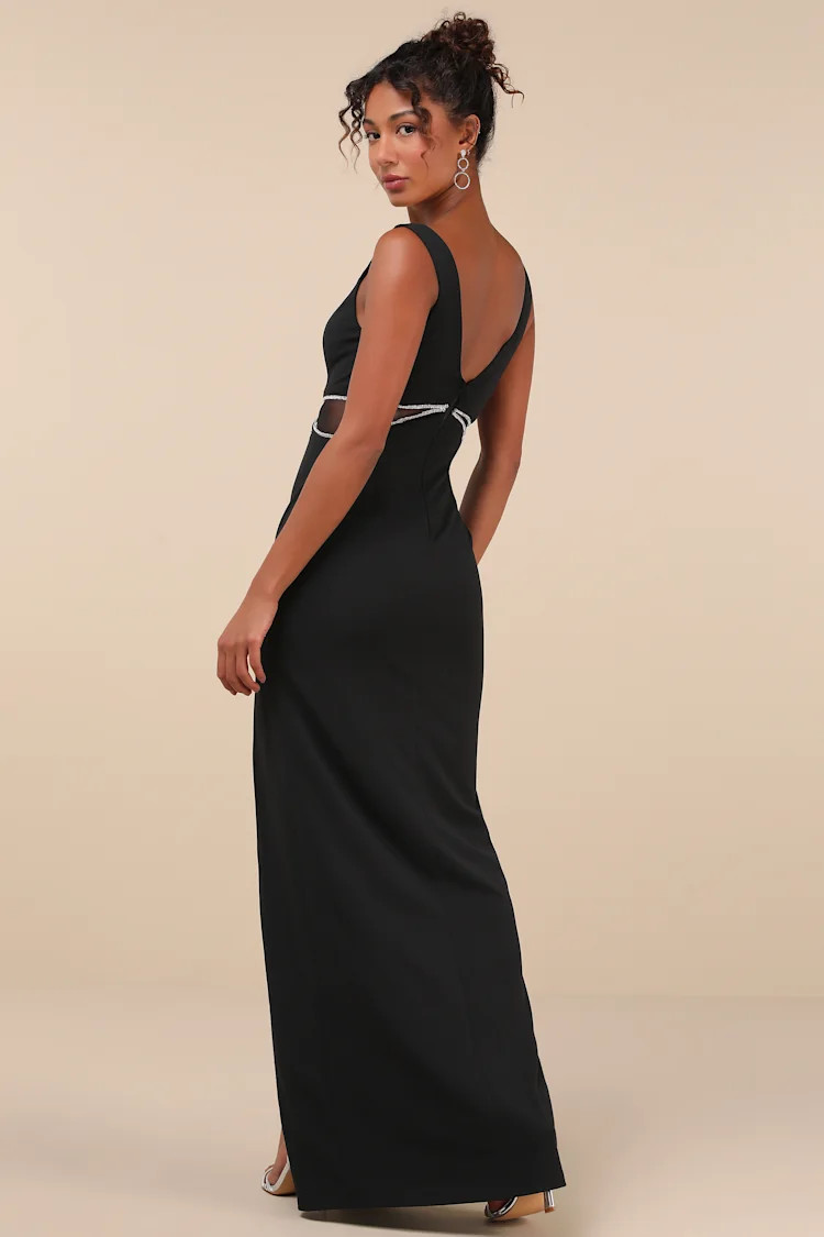 Glamorous Invite Black Rhinestone Maxi Dress | Lulus