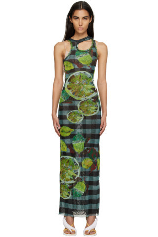 Blue Lemon Gingham Maxi Dress | SSENSE