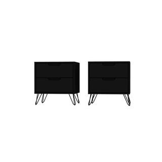 Manhattan Comfort Rockefeller 2-Drawer Black Nightstand (Set of 2) 2-102GMC2 | The Home Depot