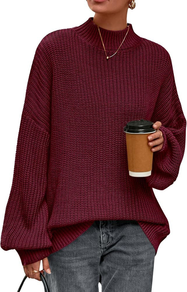 PRETTYGARDEN Fall Oversized Sweaters for Women 2025 Chunky Knit Long Sleeve Turtle Neck Pullover ... | Amazon (US)