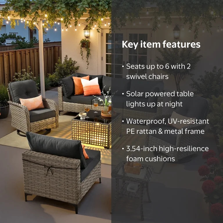 Ovios 8 Pieces Patio Furniture Outdoor Conversation Set Rattan Wicker Outside Sectional Sofa with... | Walmart (US)