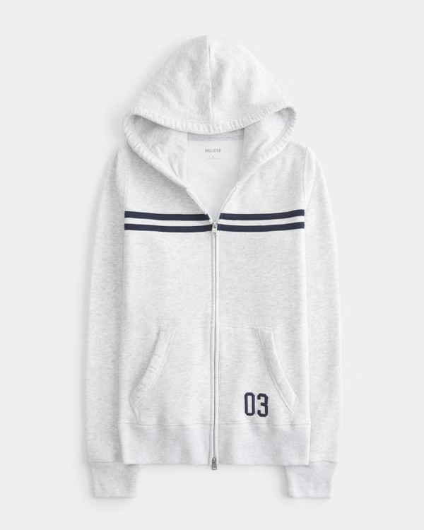 Slim Striped Zip-Up Hoodie | Hollister (US)
