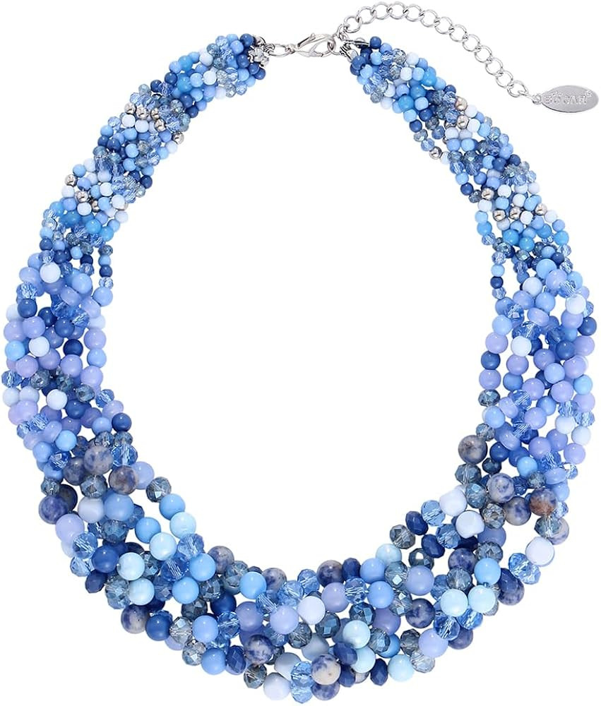 Bocar Necklaces for Women, Multi Layer Statement Collar Beaded Necklace for Women Gift (NK-10698) | Amazon (US)