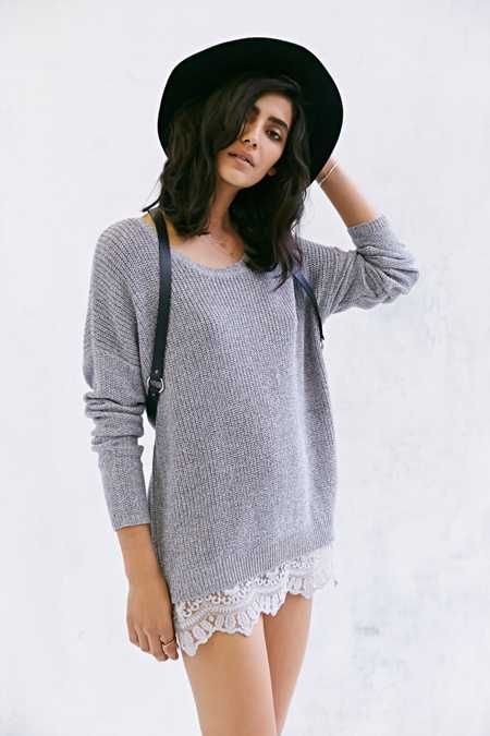 Pins And Needles Lace-Trim&nbsp;Sweater | Urban Outfitters US