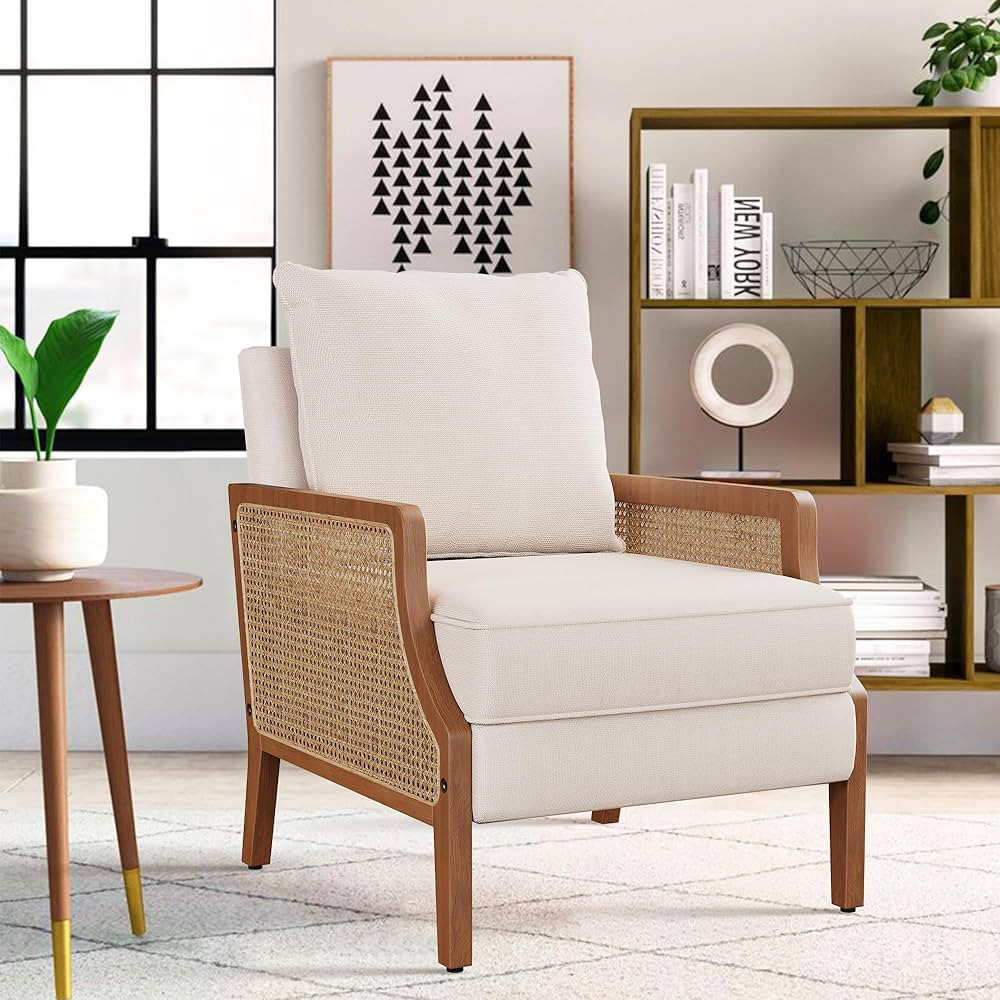 Amazon.com: HAOBO Home Mid Century Modern Accent Chair Upholstered Living Room Chairs Armchair wi... | Amazon (US)