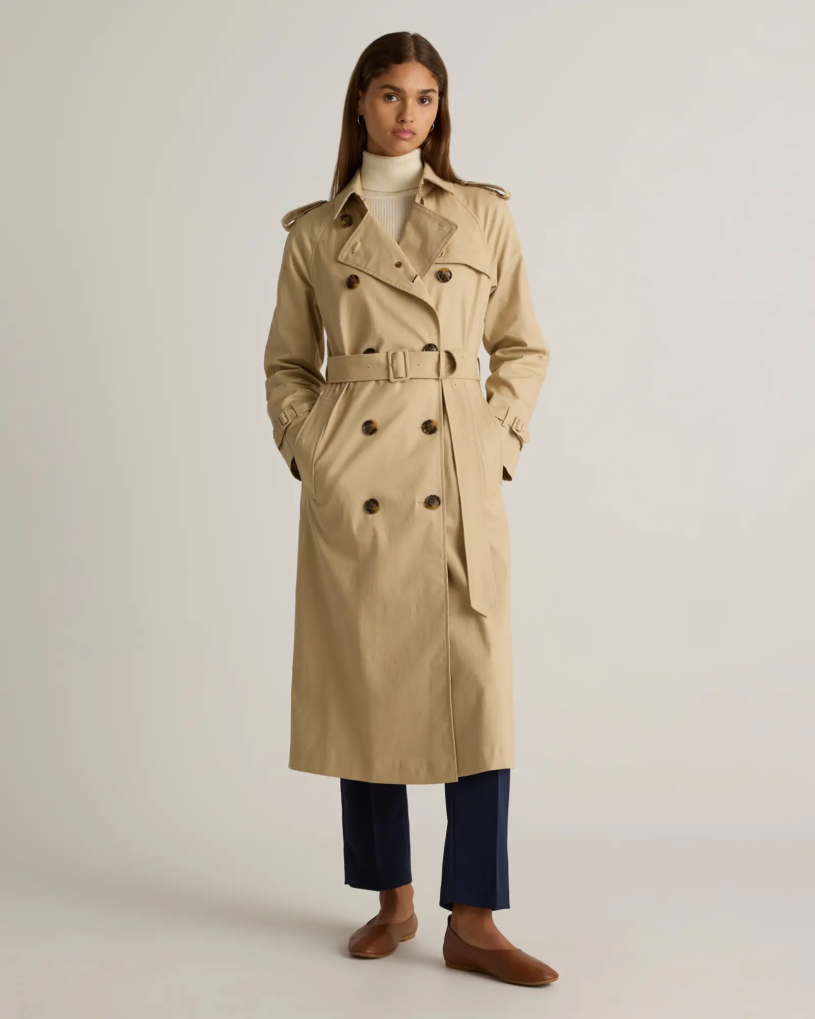 Comfort Stretch Long Trench Coat | Quince