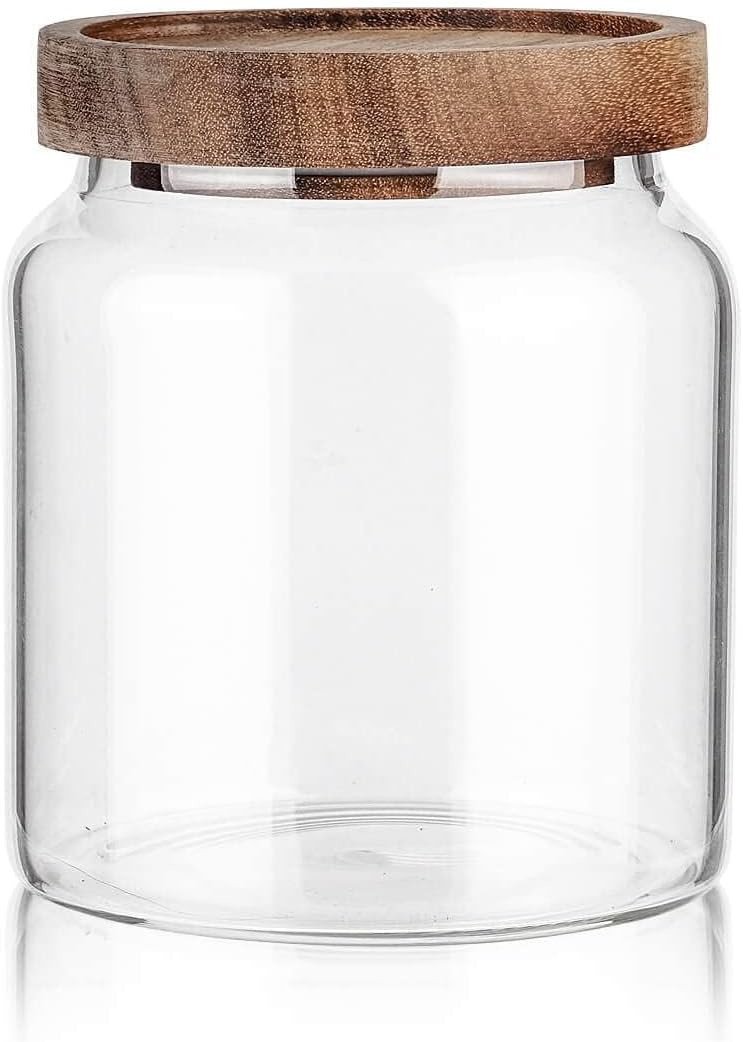 Labina Glass Storage Container Airtight Food Jars Kitchen Canister with Wood Lids, 20 Oz Wide Mou... | Amazon (US)