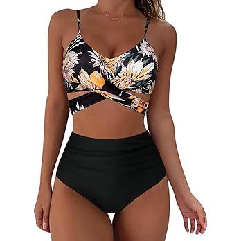 SUUKSESS Women Wrap Bikini Set Push Up High Waisted 2 Piece Swimsuits | Amazon (US)