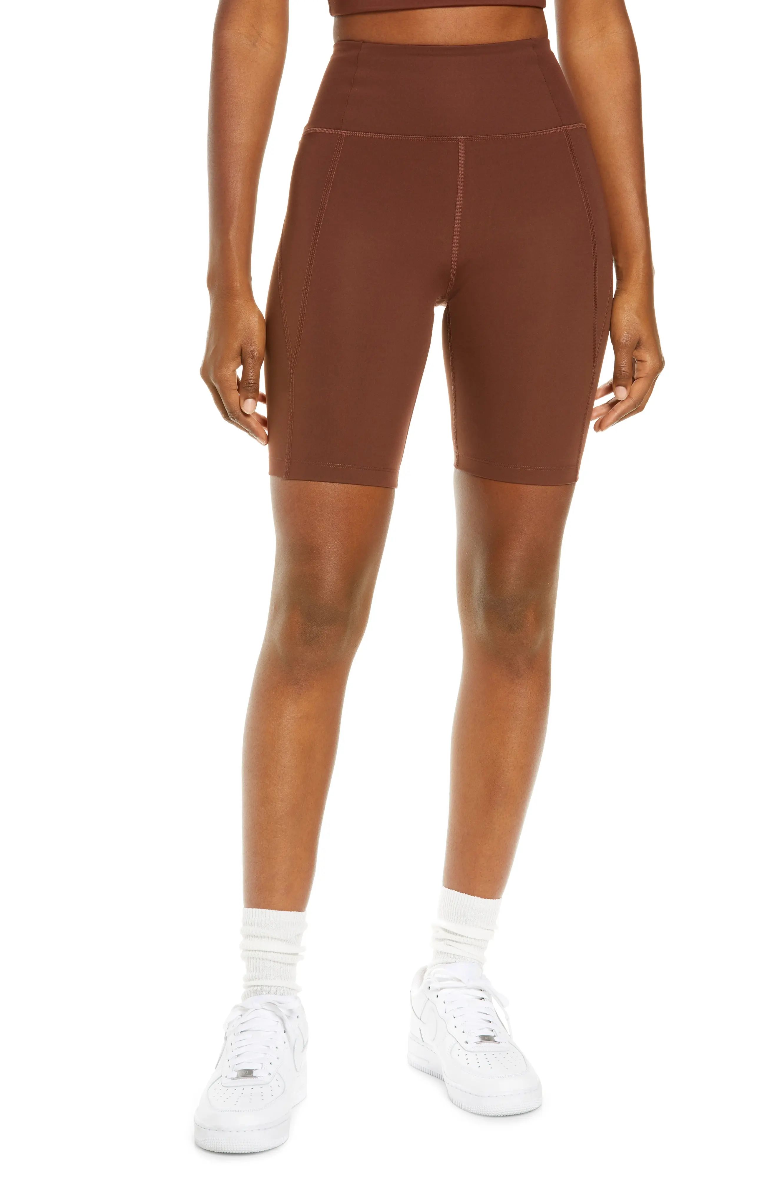 Girlfriend Collective High Waist Bike Shorts, Size Small in Earth at Nordstrom | Nordstrom