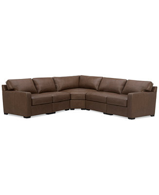 Radley 113" 5-Pc. Leather Wedge L Shape Modular Sectional, Created for Macy's | Macy's