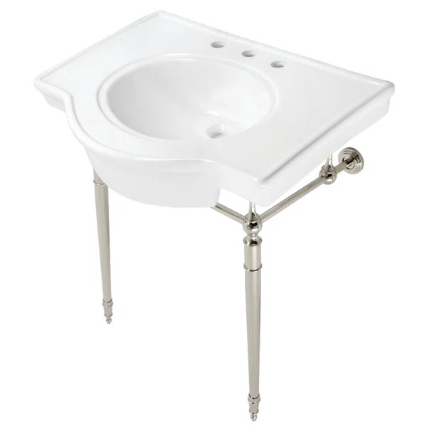 Edwardian Porcelain U-Shaped Console Bathroom Sink with Overflow | Wayfair North America