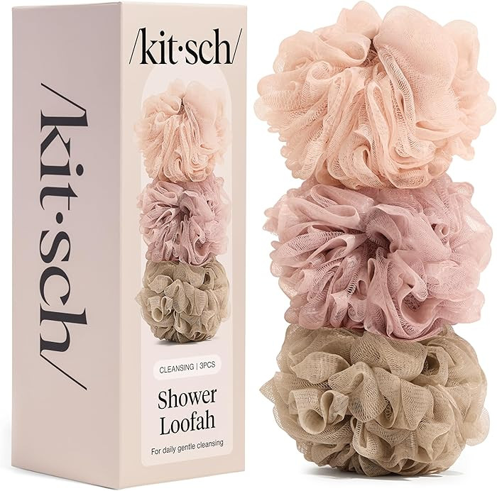 Kitsch Shower Loofah – Soft Mesh Body Scrubber & Bath Sponge for Daily Gentle Cleansing – Dur... | Amazon (US)
