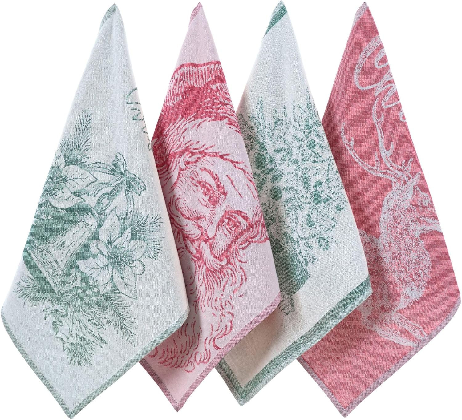 sea me at home Christmas Tea Towel Set of 4-100% Cotton Jacquard Kitchen Towels, Festive Dish Tow... | Amazon (US)