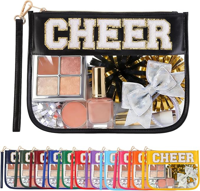 Cheer Clear Makeup Bag Cheerleader Gifts Cheerleading Accessories Cheer Competition Gifts Chenill... | Amazon (US)