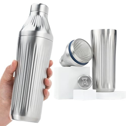 Elevated Craft Diamond Edition Hybrid Cocktail Shaker Set - Premium Vacuum Insulated Stainless Steel, 28 oz, Includes Built-In Strainer, Precise Measuring Top & XL Polishing Cloth - Martini Shaker | Amazon (US)