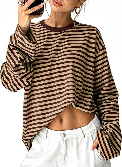 Sampeel Womens Long Sleeve Tops Oversized T Shirts 2026 Y2K Fall Fashion Clothes | Amazon (US)