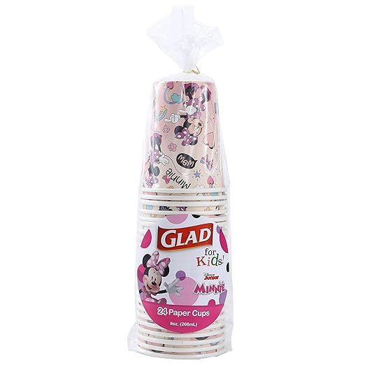 Glad for Kids Disney Mickey & Friends 9oz Paper Cups with Minnie Mouse Pink Polka Dots Design, 24... | Amazon (US)