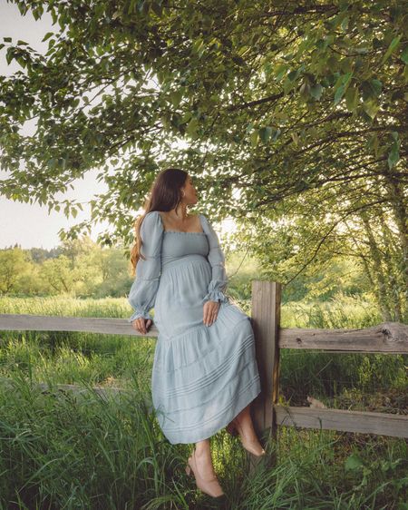 SPRING DRESS. Spring Maxi Dress with Long Sleeve, Smocked Waist, and Flowy Tiered Midi Dress. Casual Dress. Blue dress

#LTKSeasonal #LTKbump #LTKunder50
