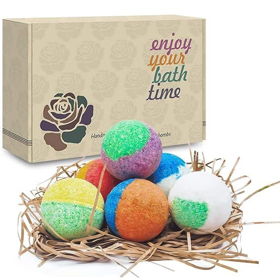 INTEYE 6 Organic Bath Bombs, Handmade Bubble Bath Bomb Gift Set, Rich in Essential Oil, Fizzy Spa... | Amazon (US)