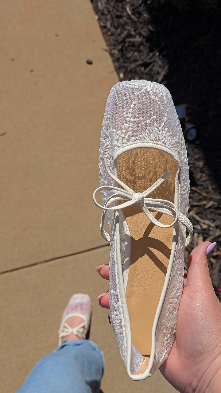 The cutest mesh ballet flats with a stunning lace design. These shoes are perfect for spring! They run true to size and are wide foot friendly. #amazon #balletflats #lace #feminine

#LTKOver40 #LTKMidsize #LTKmomlife