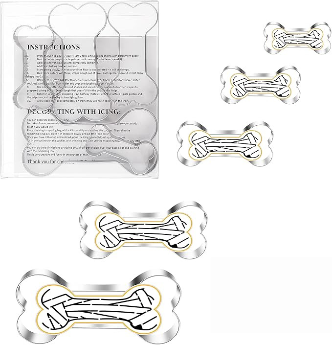 Dog Bone Cookie Cutters Set,Stainless Steel Sandwiches Cutters Biscuit Molds for Kids,5pcs Sturdy... | Amazon (US)