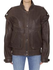 Saint Laurent Oversized Button-Up Leather Jacket | Cettire Global