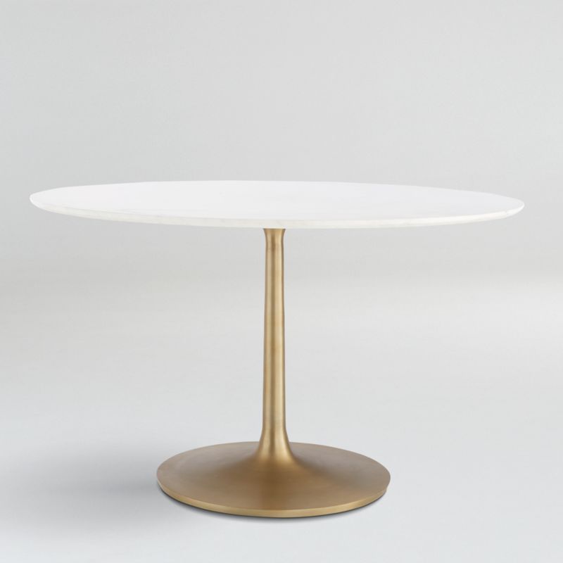 Nero 48" White Marble Dining Table with Brass Base + Reviews | Crate & Barrel | Crate & Barrel