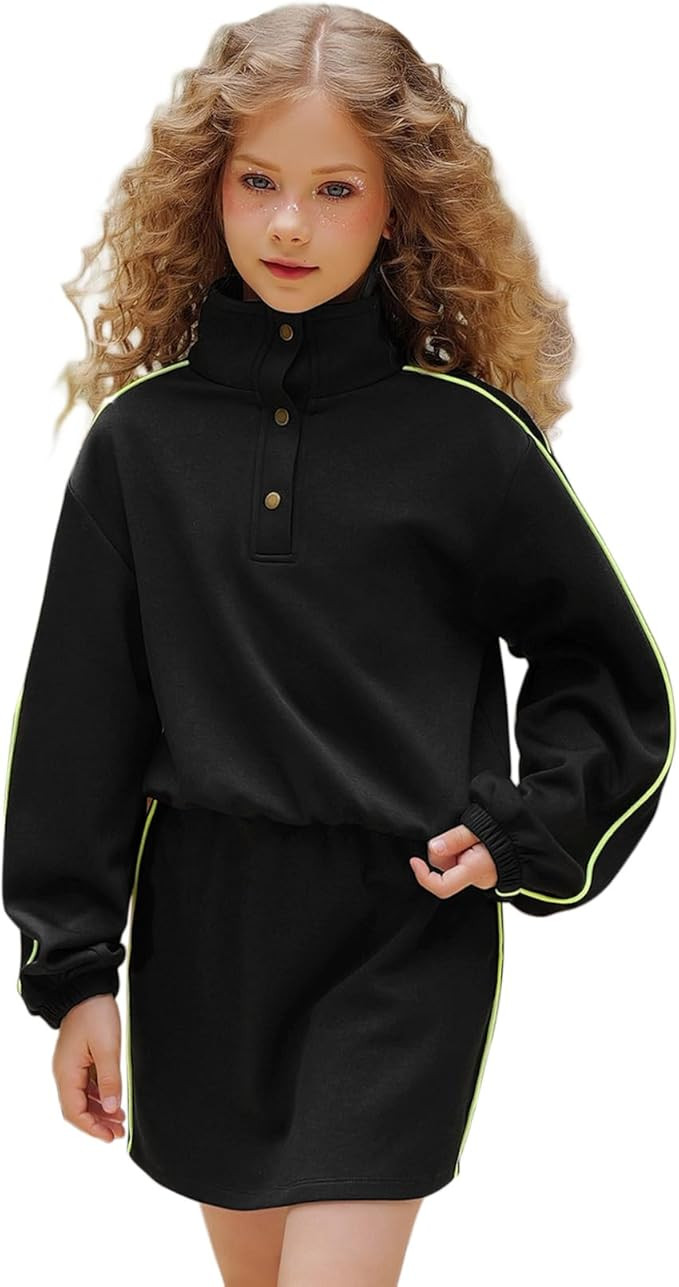 Mirawise Girls Sweatsuit 2 Piece Long Sleeve Sweatshirt and Skorts Tracksuit Pocketed Activewear ... | Amazon (US)