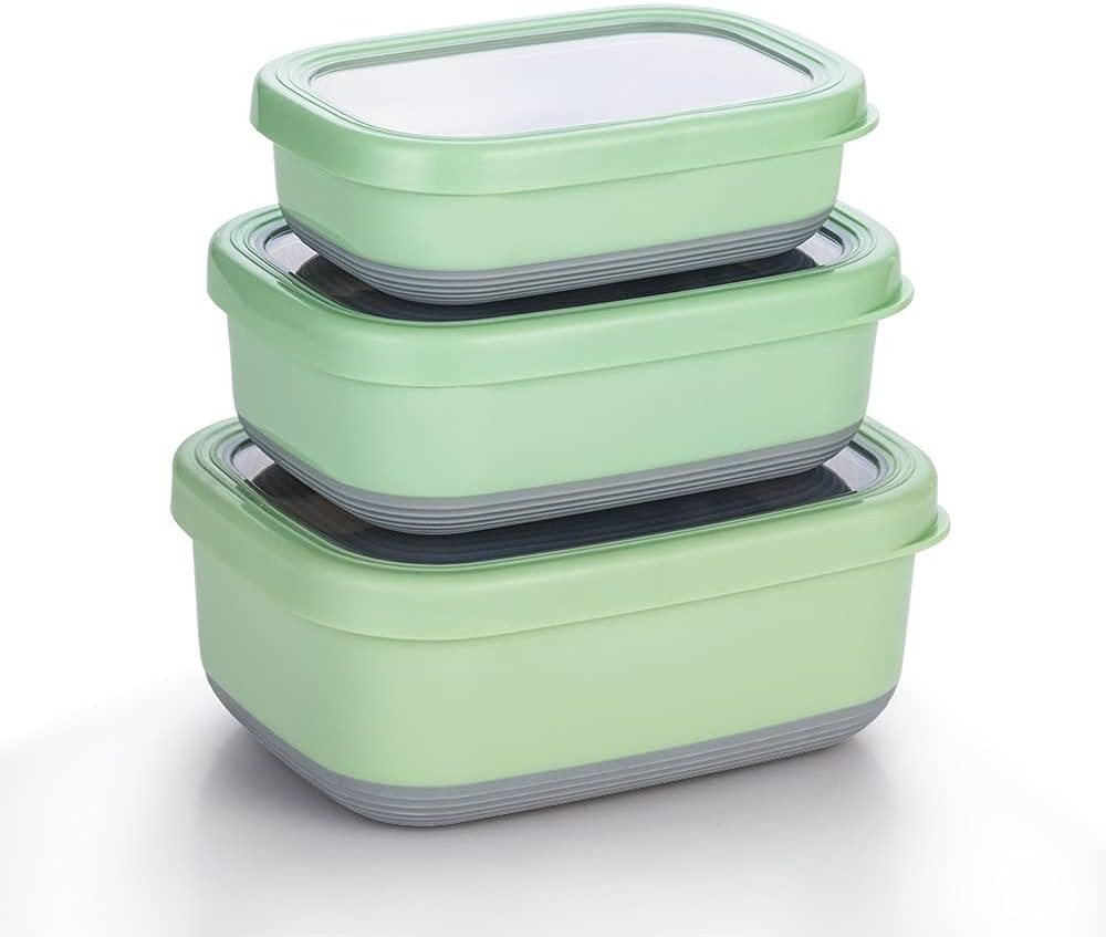 Lille Home Premium Stainless Steel Food Containers/Bento Lunch Box With Anti-Slip Exterior, Set o... | Amazon (US)