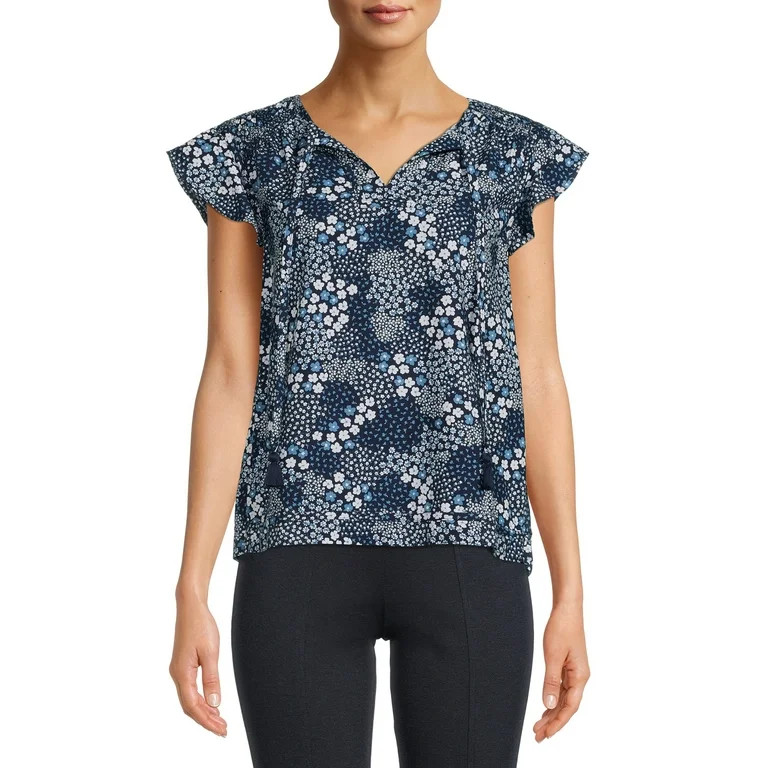Time and Tru Women's Flutter Sleeve Top | Walmart (US)