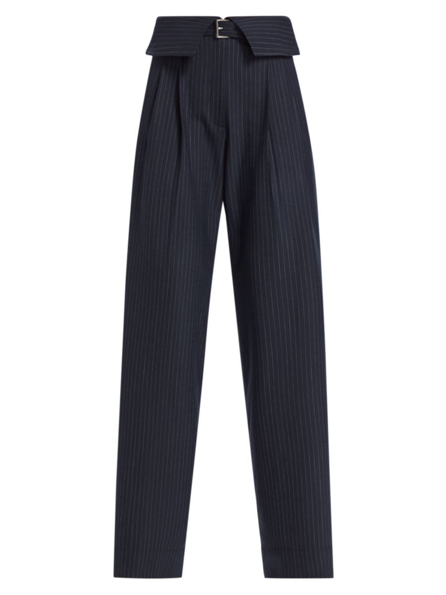 Emma Belted Pin-Stripe Twill Pants | Saks Fifth Avenue