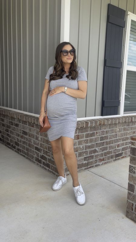 Pregnancy outfit, bump style, maternity tshirt dress — I’m wearing size medium! 

#LTKbump #LTKunder100 #LTKFind